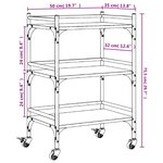 vidaXL Chariot de cuisine chêne fumé 50x35x75 5 cm bois d'ingénierie