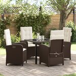 vidaXL Ensemble de salle à manger de jardin 5 pièces avec coussins en rattan poly brun