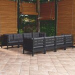 vidaXL Salon de jardin 9 Pièces avec coussins bois de pin massif