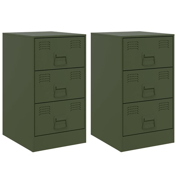 vidaXL Tables de chevet 2 Pièces vert olive 34 5x39x62 cm acier