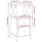 vidaXL Table de chevet sonoma gris 34x35 5x70 cm bois d'ingénierie