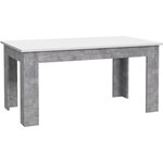 Table à manger 6-8 personnes - Blanc et béton clair - 160 x 90 x 75 cm