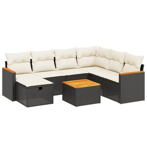 vidaXL Salon de jardin 8 Pièces avec coussins noir résine tressée