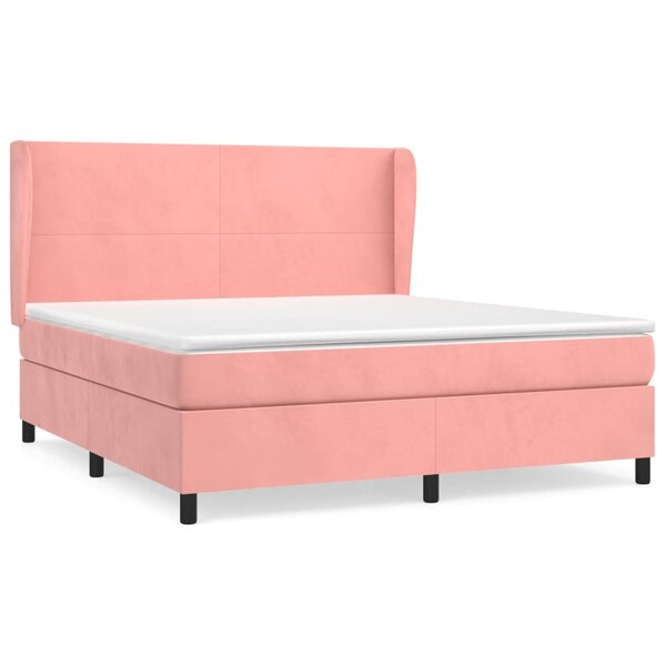 vidaXL Sommier à lattes de lit avec matelas Rose 160x200 cm Velours