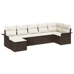 vidaXL Ensemble de canapé de jardin 7 Pièces Marron Poly rotin