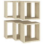 vidaXL Étagères cube murales 6 Pièces Chêne sonoma 30x15x30 cm