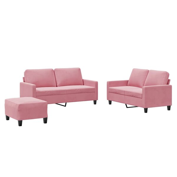 vidaXL Ensemble de canapés 3 Pièces avec coussins Rose Velours