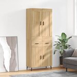 vidaXL Buffet haut Chêne sonoma 69 5x34x180 cm Bois d'ingénierie