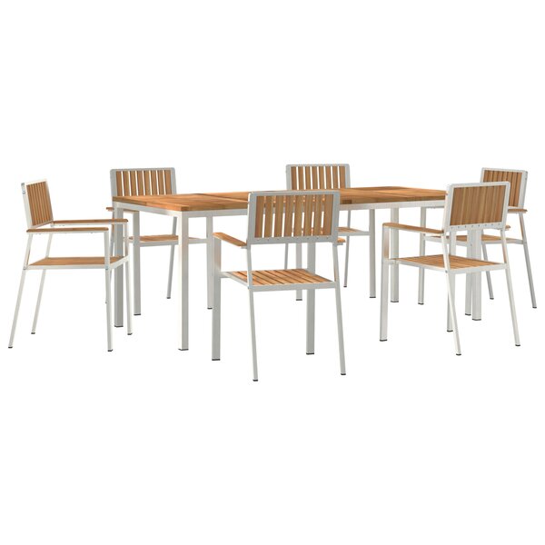 Set de repas de jardin 7 pièces en bois massif Teck vidaXL