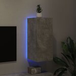 vidaXL Meuble TV mural avec lumières LED gris béton 30 5x35x70 cm