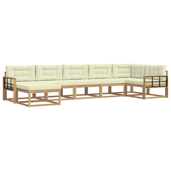 vidaXL Ensemble de canapés d'extérieur 7 pc Blanc et crème