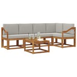 vidaXL Ensemble de canapés d'extérieur 6 Pièces Gris Naturel et Clair