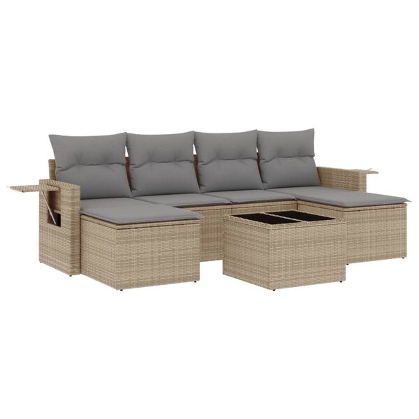 vidaXL Salon de jardin avec coussins 7 Pièces beige résine tressée