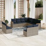 vidaXL Salon de jardin 11 Pièces avec coussins gris résine tressée