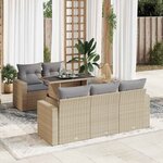 vidaXL Salon de jardin avec coussins 6 Pièces beige résine tressée
