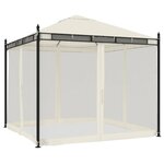 vidaXL Tonnelle avec parois en filet crème 2 93x2 93 m acier