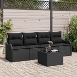 vidaXL Ensemble de canapé de jardin 5 Pièces Noir Poly rotin