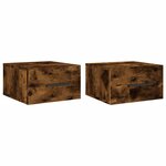 vidaXL Tables de chevet murales 2 Pièces chêne fumé 35x35x20 cm