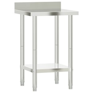 vidaXL Table de travail de cuisine avec dosseret 55x55x93 cm inox