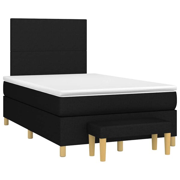 vidaXL Sommier à lattes de lit avec matelas noir 120x190 cm tissu