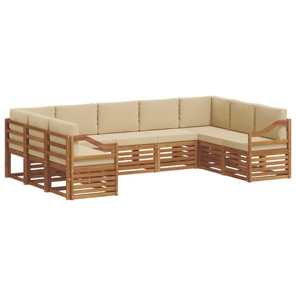 vidaXL Ensemble de canapés d'extérieur 9 pc Naturel et Beige