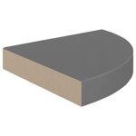 vidaXL Étagère d'angle flottante Gris brillant 25x25x3 8 cm MDF
