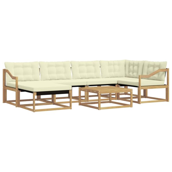 vidaXL Ensemble de canapés d'extérieur 7 pc Blanc et crème