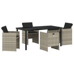 vidaXL Ensemble de salle à manger jardin 5 pièces avec coussins gris clair poly rattan