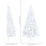 vidaXL Demi-arbre de Noël artificiel pré-éclairé et boules blanc 180cm