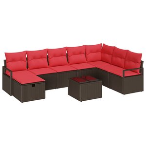 vidaXL Ensemble de canapé de jardin 9 Pièces Marron Poly rotin