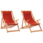 vidaXL Chaises de plage pliables lot de 2 rouge tissu