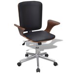Fauteuil chaise chaise de bureau rotative en bois cintré avec revêtement en faux cuir 0502045