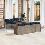 vidaXL Ensemble de canapé de jardin avec coussin 7 Pièces Gris polyrotin