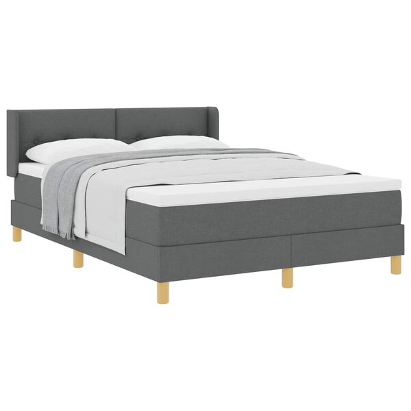 vidaXL Lit à ressorts avec matelas Gris foncé 200 x 140 cm tissu