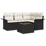 vidaXL Ensemble de canapé de jardin 4 pièces avec coussins en rattan poly brun