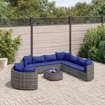 vidaXL Salon de jardin avec coussins 10 Pièces gris résine tressée