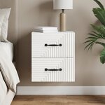 vidaXL Cabinet de chevet mural Blanc brillant 34 5 x 33 x 40 cm