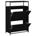 vidaXL Armoire à chaussures noir 75x34x112 cm bois d'ingénierie