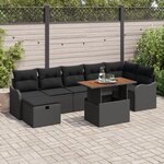 vidaXL Ensemble de canapé de jardin 8 Pièces Noir Poly rotin