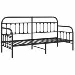 vidaXL Cadre de lit de jour avec tête de lit Noir 75 x 190 cm Acier