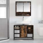 vidaXL Armoire lavabo de salle de bain chêne fumé bois d'ingénierie