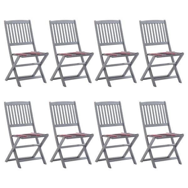 vidaXL Chaises pliables d'extérieur 8 Pièces avec coussins Bois d'acacia