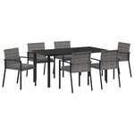 vidaXL Ensemble de salle à manger pour jardin 7 Pièces Gris