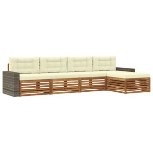 vidaXL Ensemble de canapés d'extérieur 5 pc Naturel et Crème Polyester