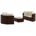 vidaXL Salon de jardin avec coussins 5 Pièces marron résine tressée