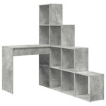 vidaXL Bureau d'angle avec étagère Gris béton 101.5 x 149.5 x 149.5 cm