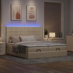 VidaXL Cadre de lit ottoman avec matelas crème 180x200 cm tissu