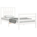 vidaXL Cadre de lit avec tête de lit blanc 90x200 cm bois massif