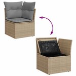 vidaXL Salon de jardin 6 Pièces avec coussins beige résine tressée acacia
