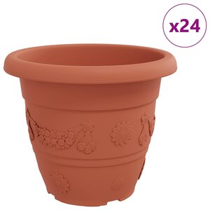 vidaXL Pot à fleurs rond 24 pc Rouge brique Ø 39 x 32 cm Plastique